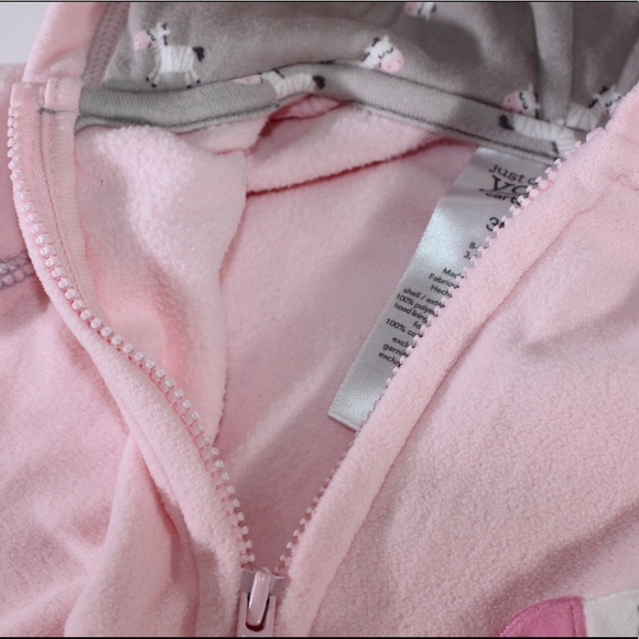 CARTERS Fleece Full Zip Coat Jacket Zebra Pink 3M - Picture 3 of 6